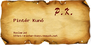 Pintér Kunó névjegykártya